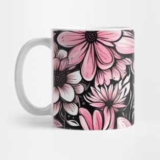 Cute flowers pink and black floral pattern gift ideas Mug